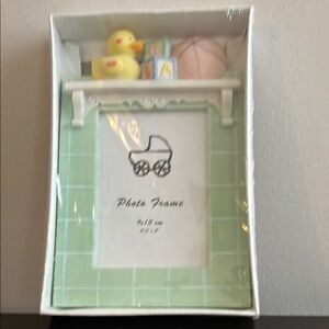 Mint Green Photo Frame with Duck and Toy Accents